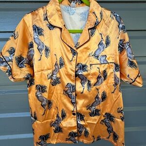 Orange Horse Print pajama top and shorts